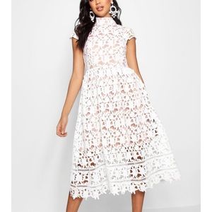 Ivory Lace High Neck Dress